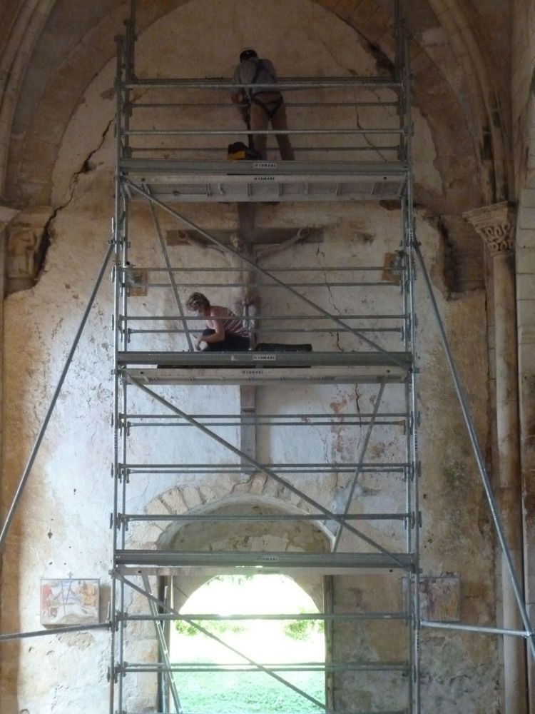Le départ pour restauration du Christ roman de l'église Saint-Laurent et Notre-Dame de Gargilesse (2021)