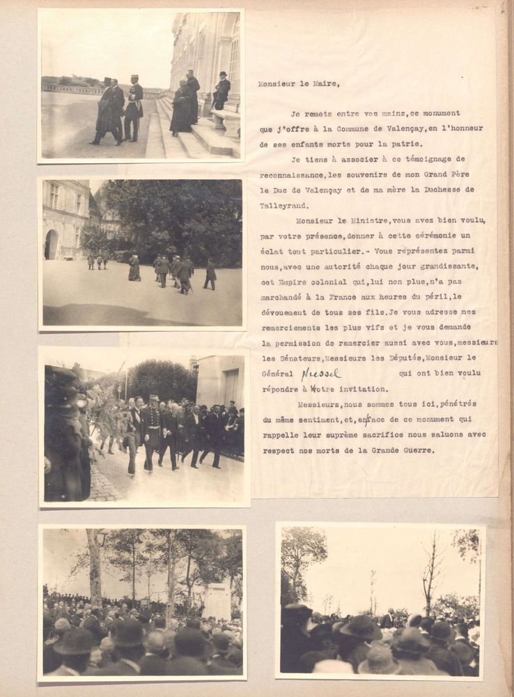 Album de l'inauguration du monument aux morts de Valençay (1922)