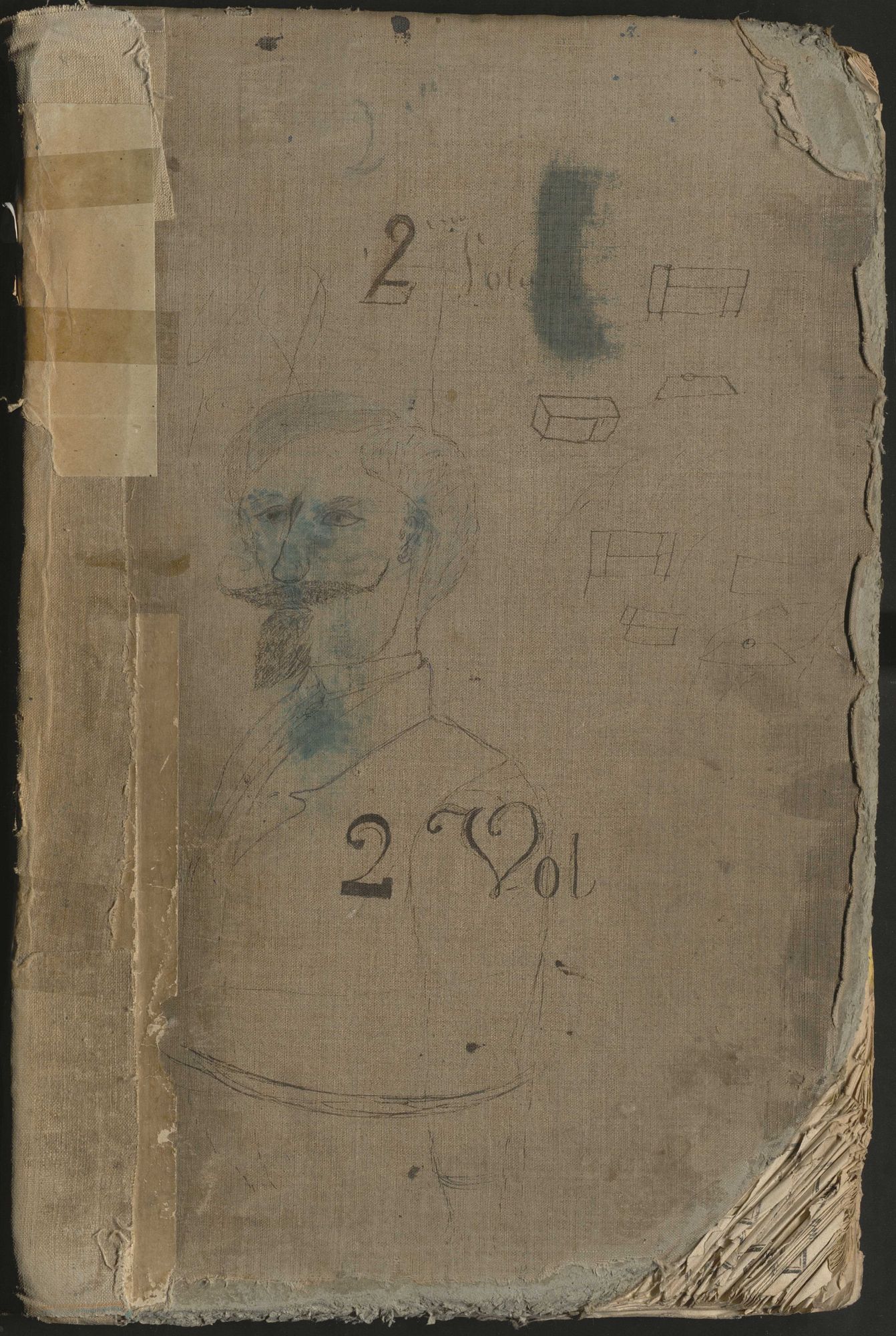 3 Q 7646 - Caricature de Napoléon III [s.d.]. Répertoire des enregistrements et déclarations du bureau de l’enregistrement du Blanc (1866).