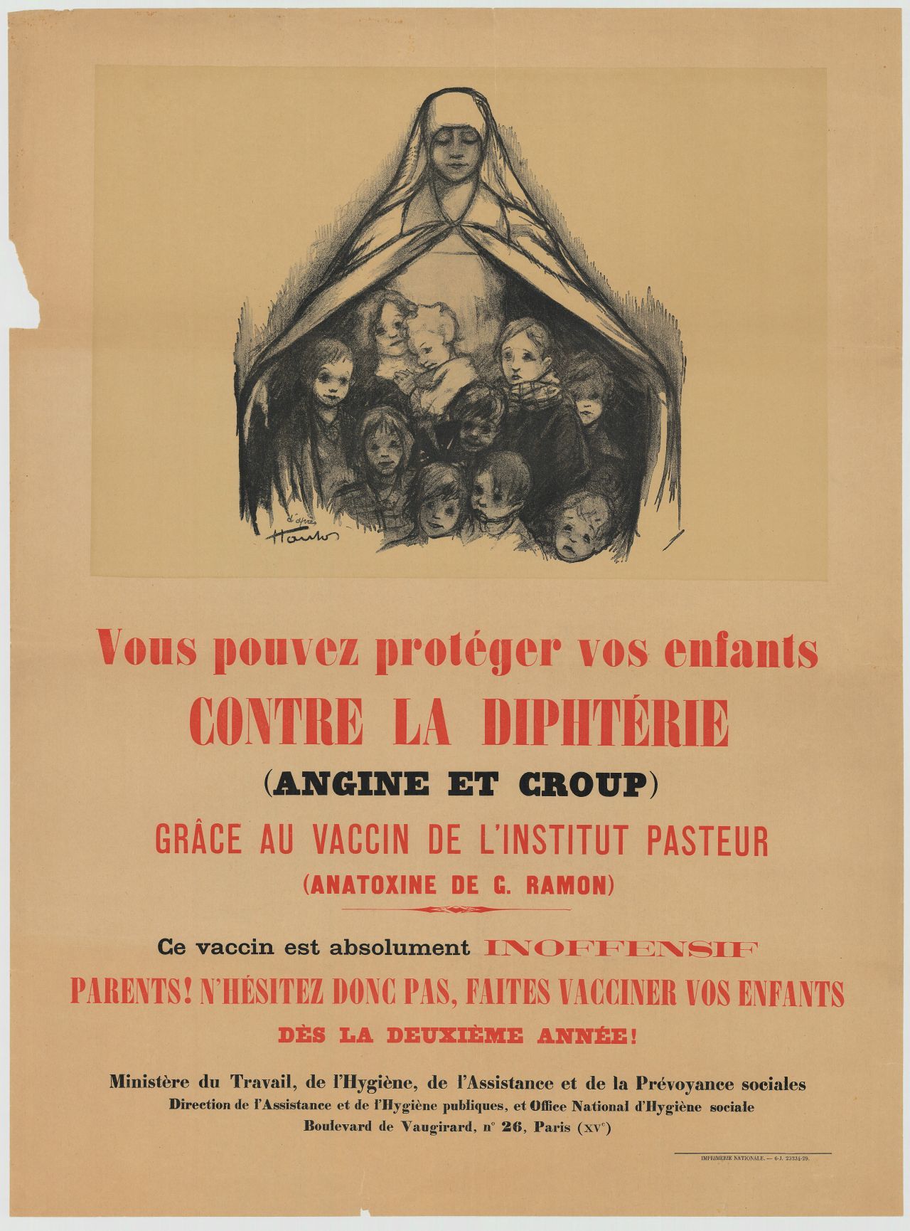 Vous pouvez protéger vos enfants contre la diphtérie (angine et croup) grâce au vaccin de l’institut Pasteur (anatoxine de G. Ramon).