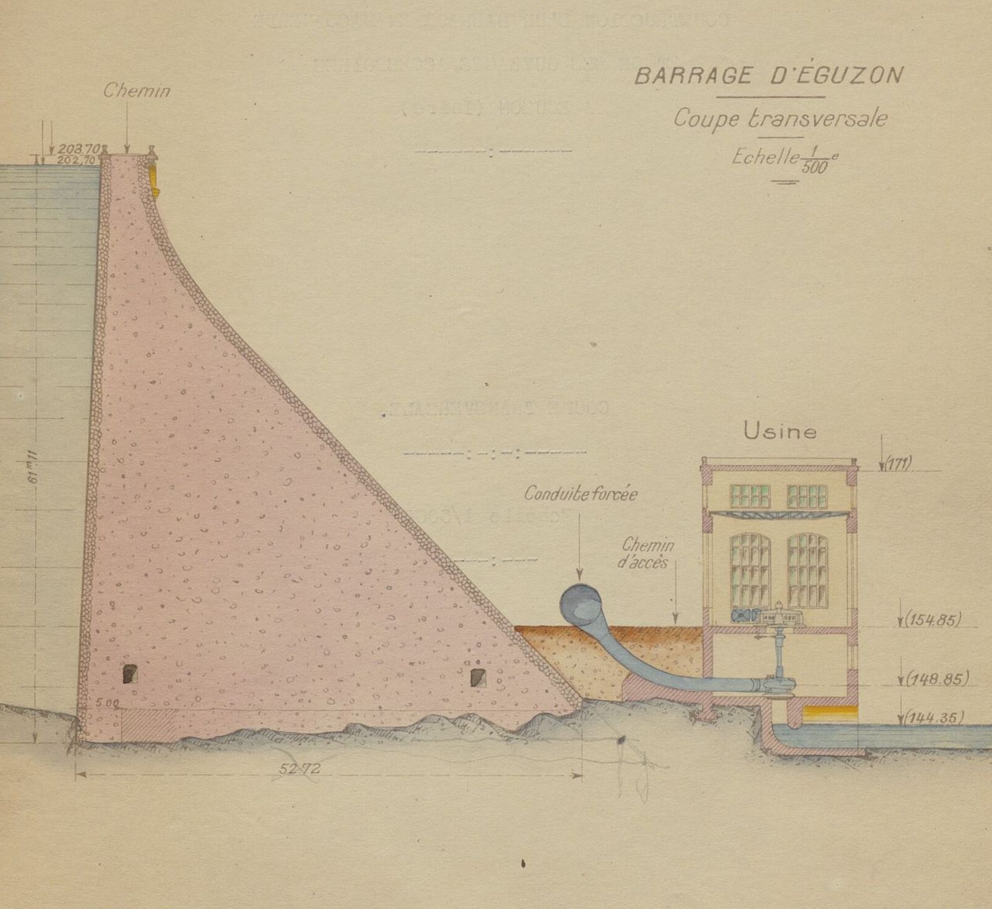 "Barrage d'Eguzon, coupe transversale" (1074 W 20)