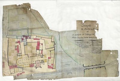 Archives départementales de l'Indre - Plan de l'abbaye Notre-Dame de Déols (Fi Plans 500134)