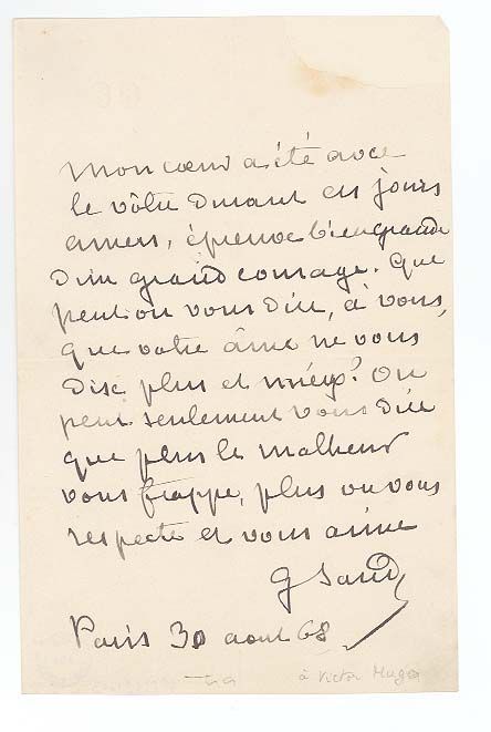 1868 - George Sand écrit à Victor Hugo