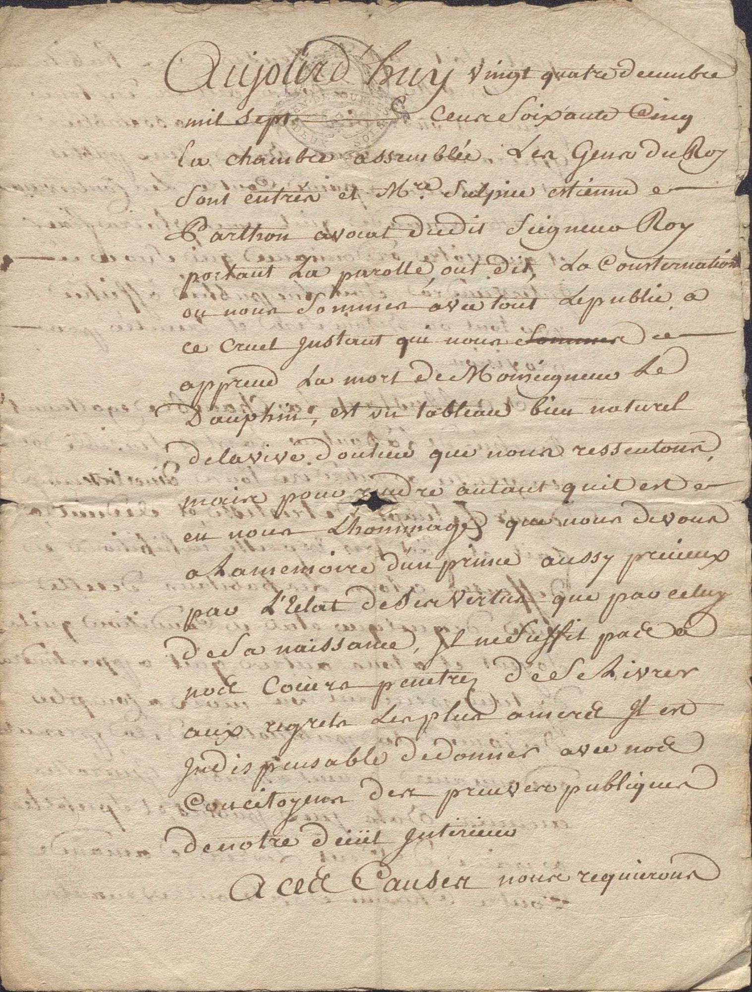 Ni fêtes ni bals pour la mort du Dauphin