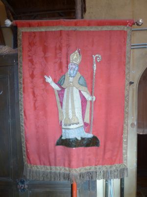 Bannière du saint évêque (église paroissiale de Thizay)